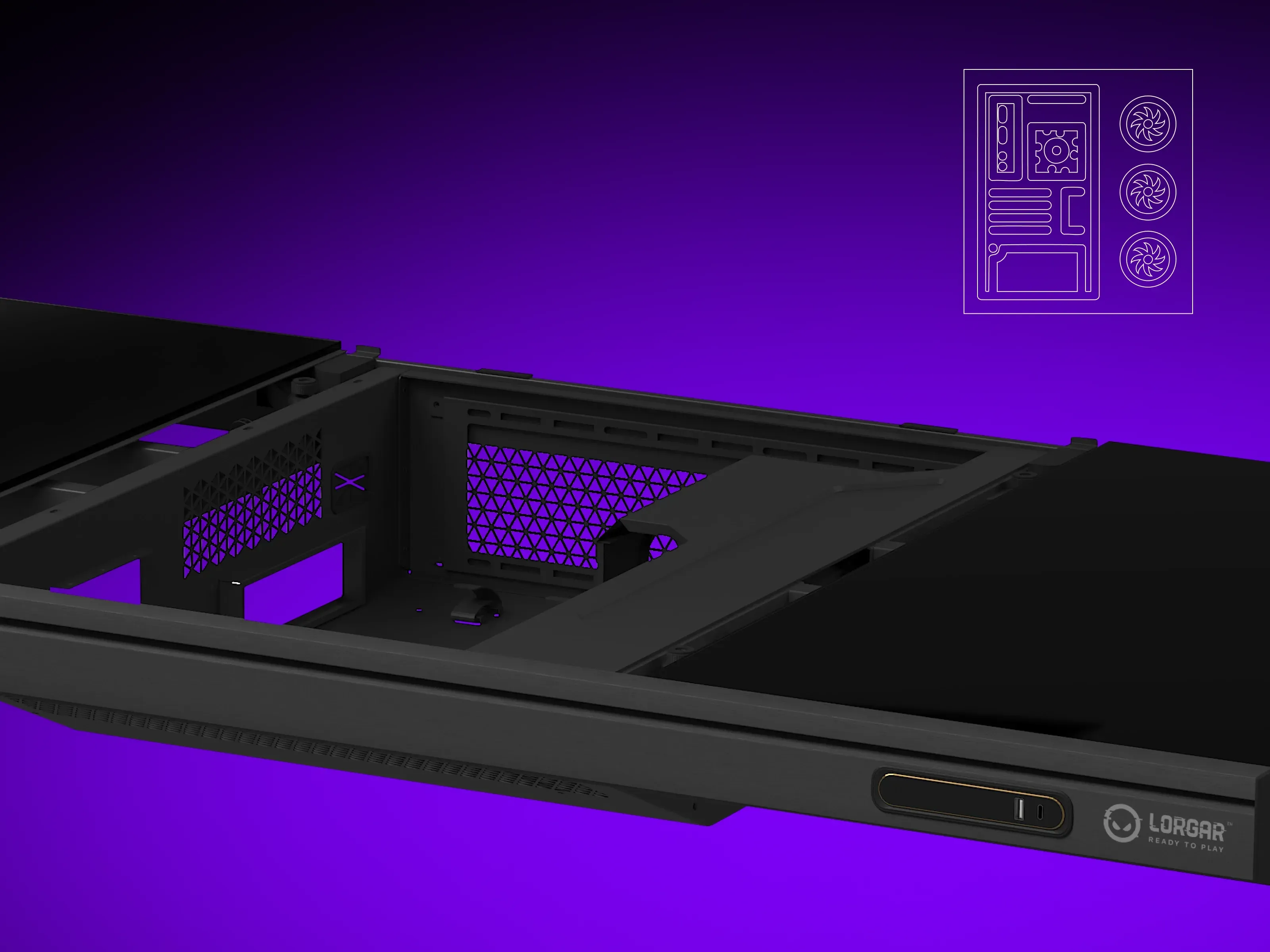 LORGAR ELITE DE90W integrert PC-chassis