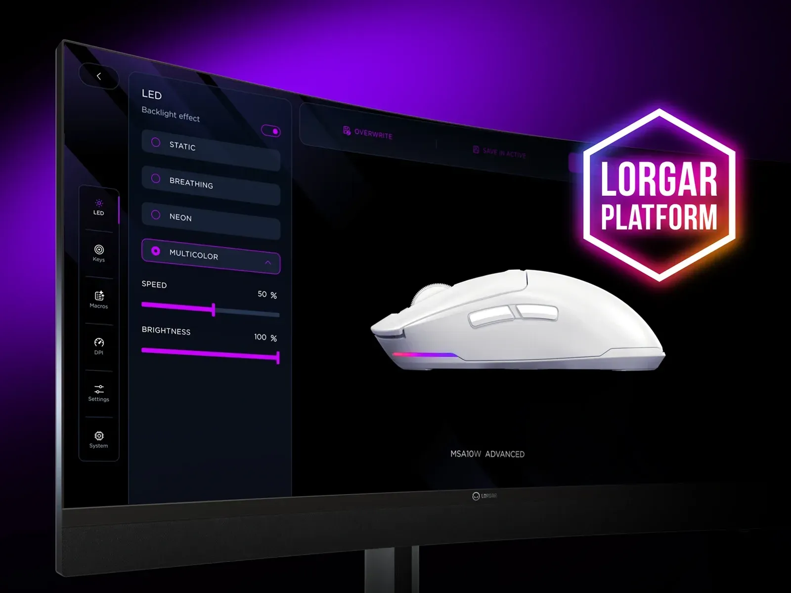 LORGAR MSA10W ADVANCED gaming-mus med LORGAR PLATFORM